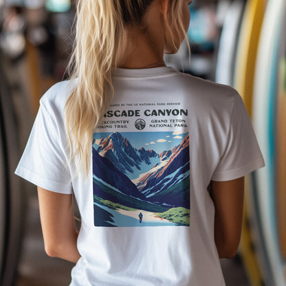 Cascade Canyon Hiking T-Shirt | Hiker Gift | Grand Teton Trail Tee — design printed on the back of the t-shirt