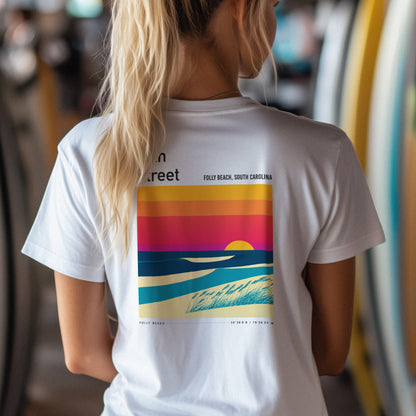 10th Street Surf T-Shirt | Carolina Coast Wave Art Tee — design printed on the back of the t-shirt