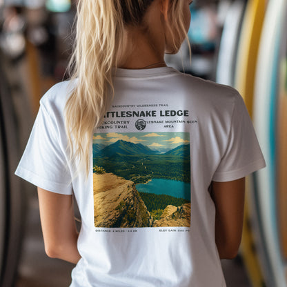 Rattlesnake Ledge Hiking T-Shirt | Hiker Gift | North Bend Trail Tee — design printed on the back of the t-shirt