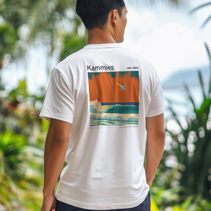 Kammies Surf T-Shirt | Hawaii Wave Art Tee — design printed on the back of the t-shirt