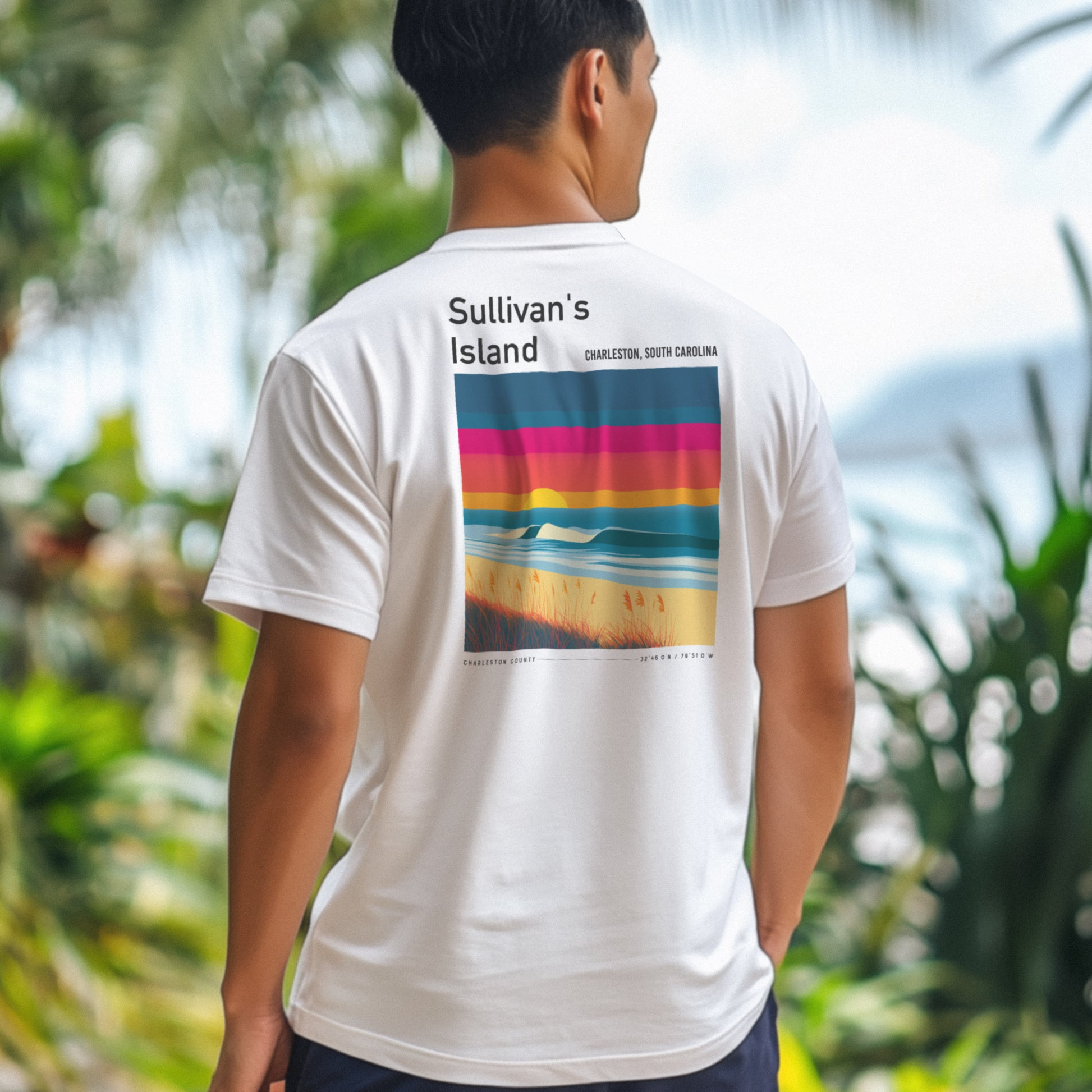 Sullivan's Island Surf T-Shirt | Lowcountry Wave Art Tee — design printed on the back of the t-shirt