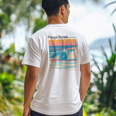 Panga Drops Surf T-Shirt | Raw Nicaraguan Wave Art Tee — design printed on the back of the t-shirt