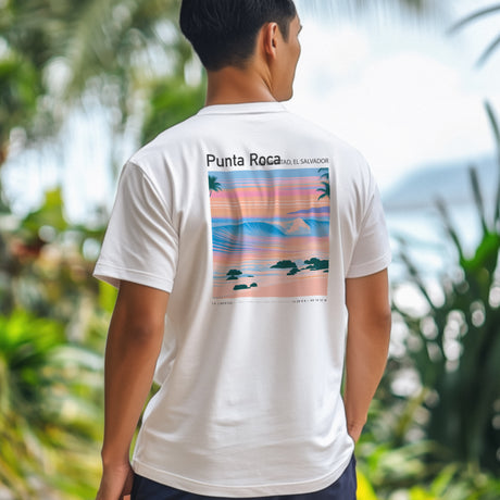 Punta Roca Surf T-Shirt | El Salvador Wave Art Tee — design printed on the back of the t-shirt
