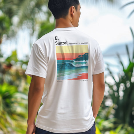 El Sunzal Surf T-Shirt | Central American Wave Art Tee — design printed on the back of the t-shirt