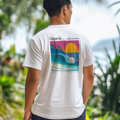 Uppers, Trestles Surf T-Shirt | Southern California Wave Art Tee — design printed on the back of the t-shirt