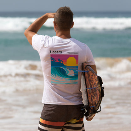Uppers, Trestles Surf T-Shirt | Southern California Wave Art Tee — design printed on the back of the t-shirt