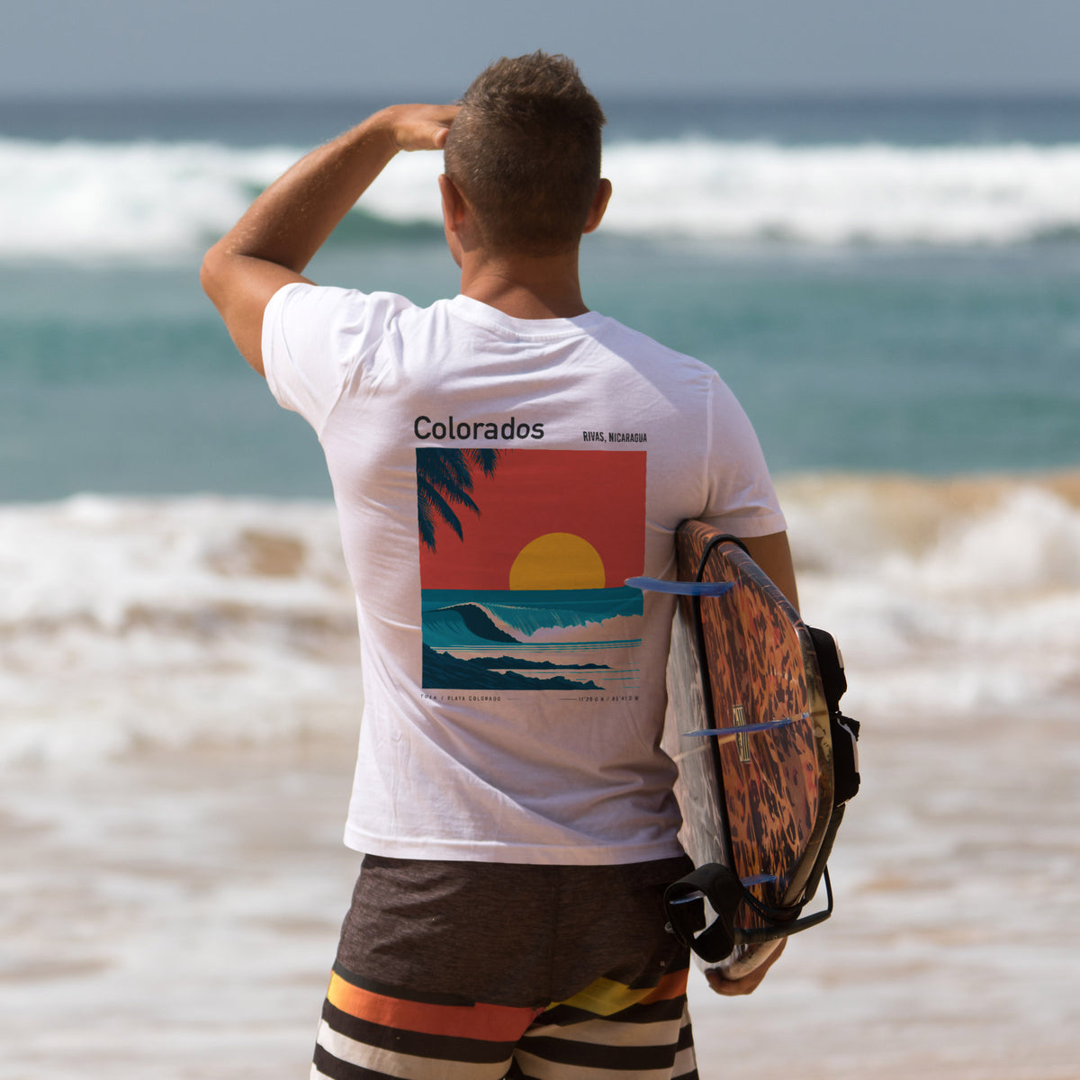 Playa Colorado Surf T-Shirt | Raw Nicaraguan Wave Art — design printed on the back of the t-shirt