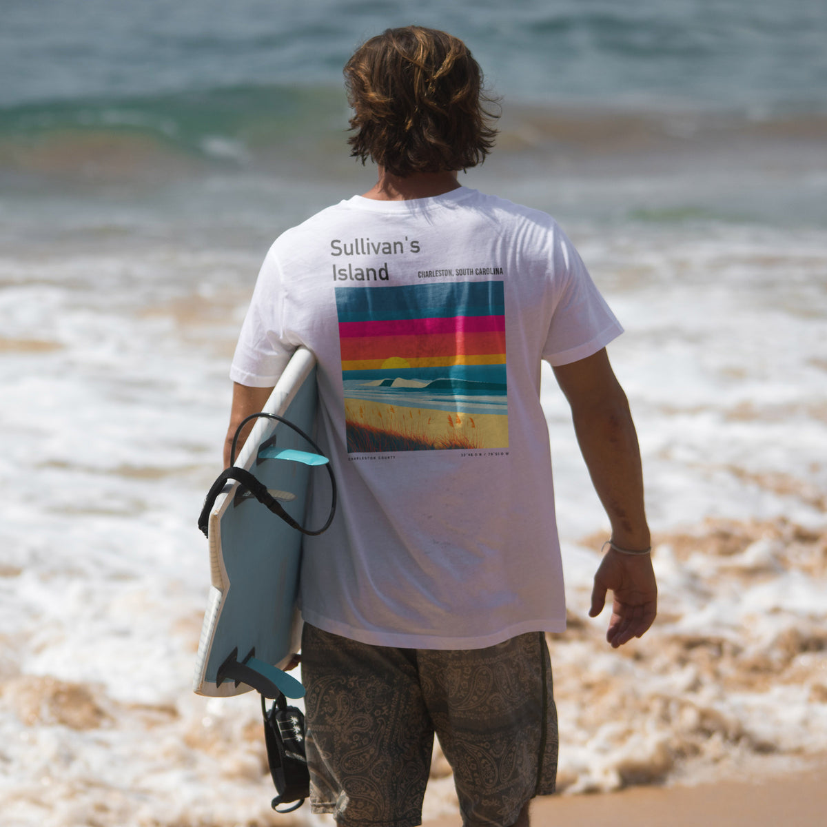 Sullivan's Island Surf T-Shirt | Lowcountry Wave Art Tee — design printed on the back of the t-shirt