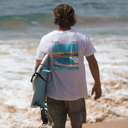 Populars, Hawaii Surf T-Shirt | Warm Walls, Island Soul — design printed on the back of the t-shirt