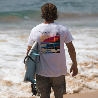 Taghazout Surf T-Shirt | Moroccan Wave Art Tee — design printed on the back of the t-shirt