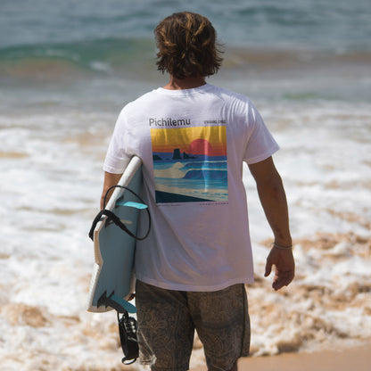 Pichilemu Surf T-Shirt | Chilean Wave Art Tee — design printed on the back of the t-shirt