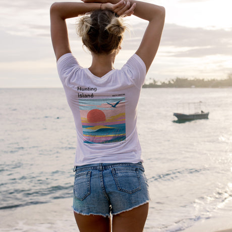 Hunting Island Surf T-Shirt | South Carolina Coast Wave Tee — design printed on the back of the t-shirt