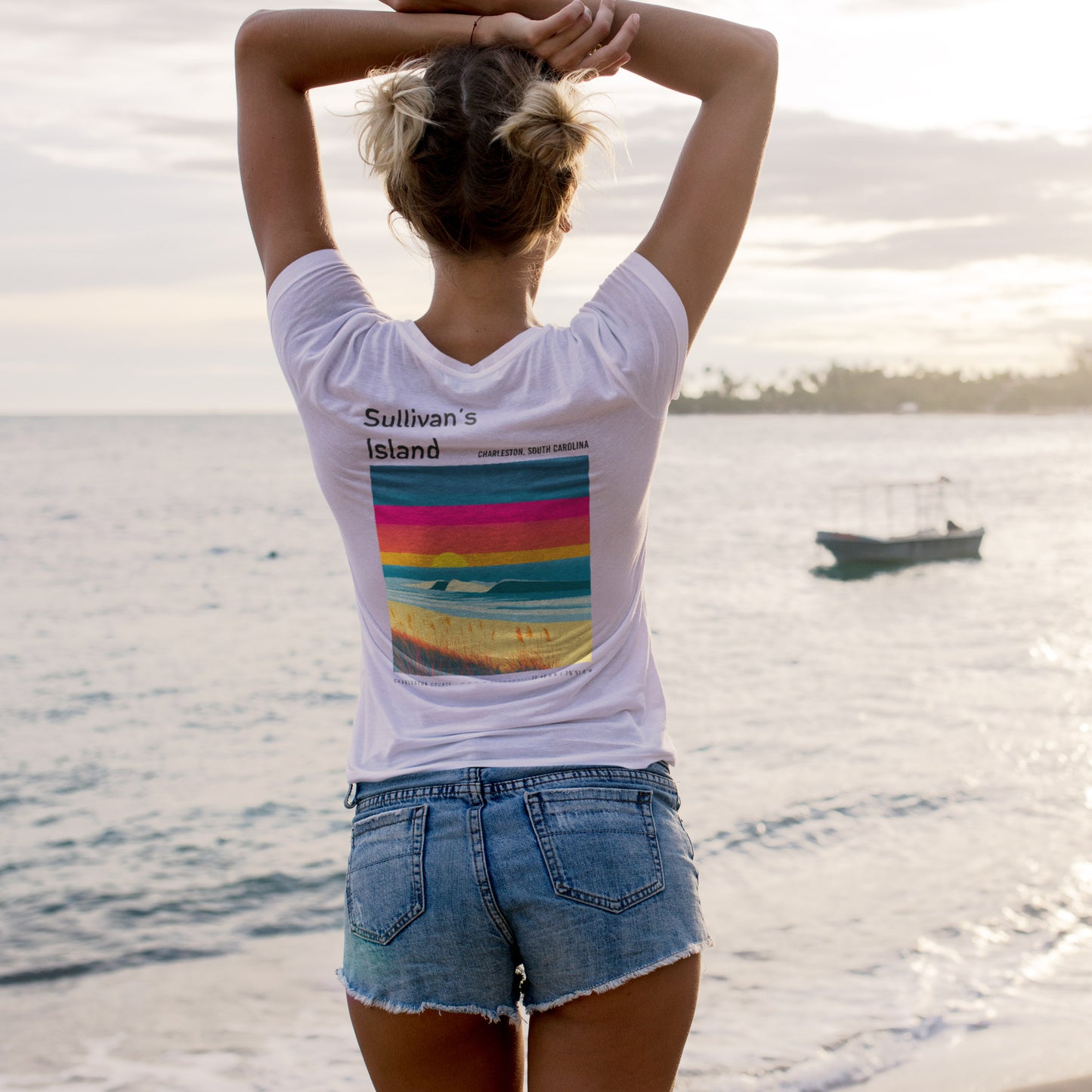 Sullivan's Island Surf T-Shirt | Lowcountry Wave Art Tee — design printed on the back of the t-shirt