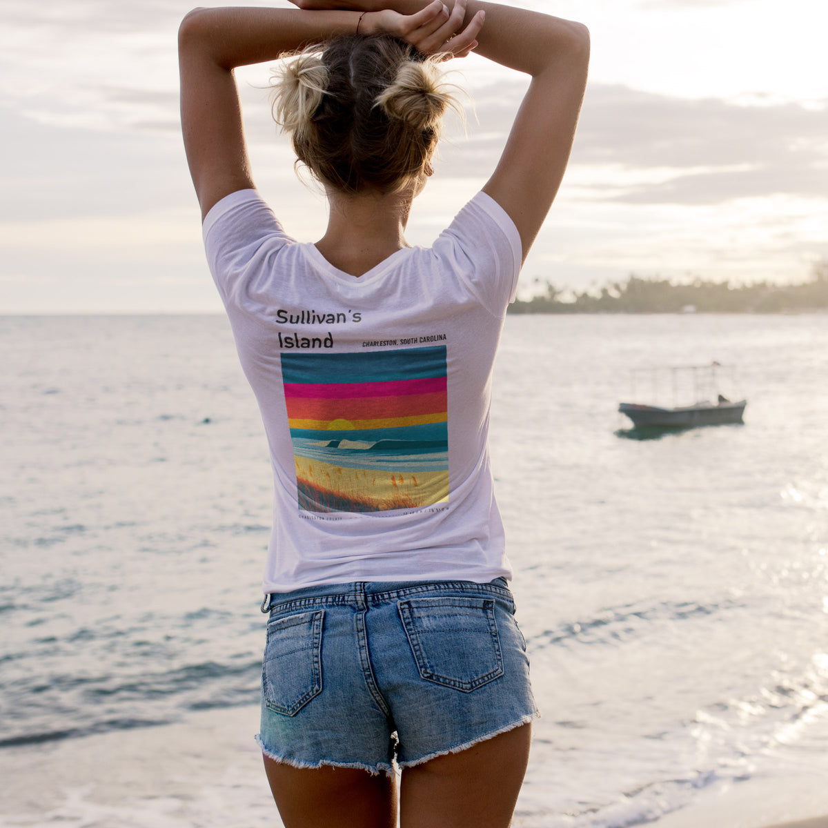 Sullivan's Island Surf T-Shirt | Lowcountry Wave Art Tee — design printed on the back of the t-shirt