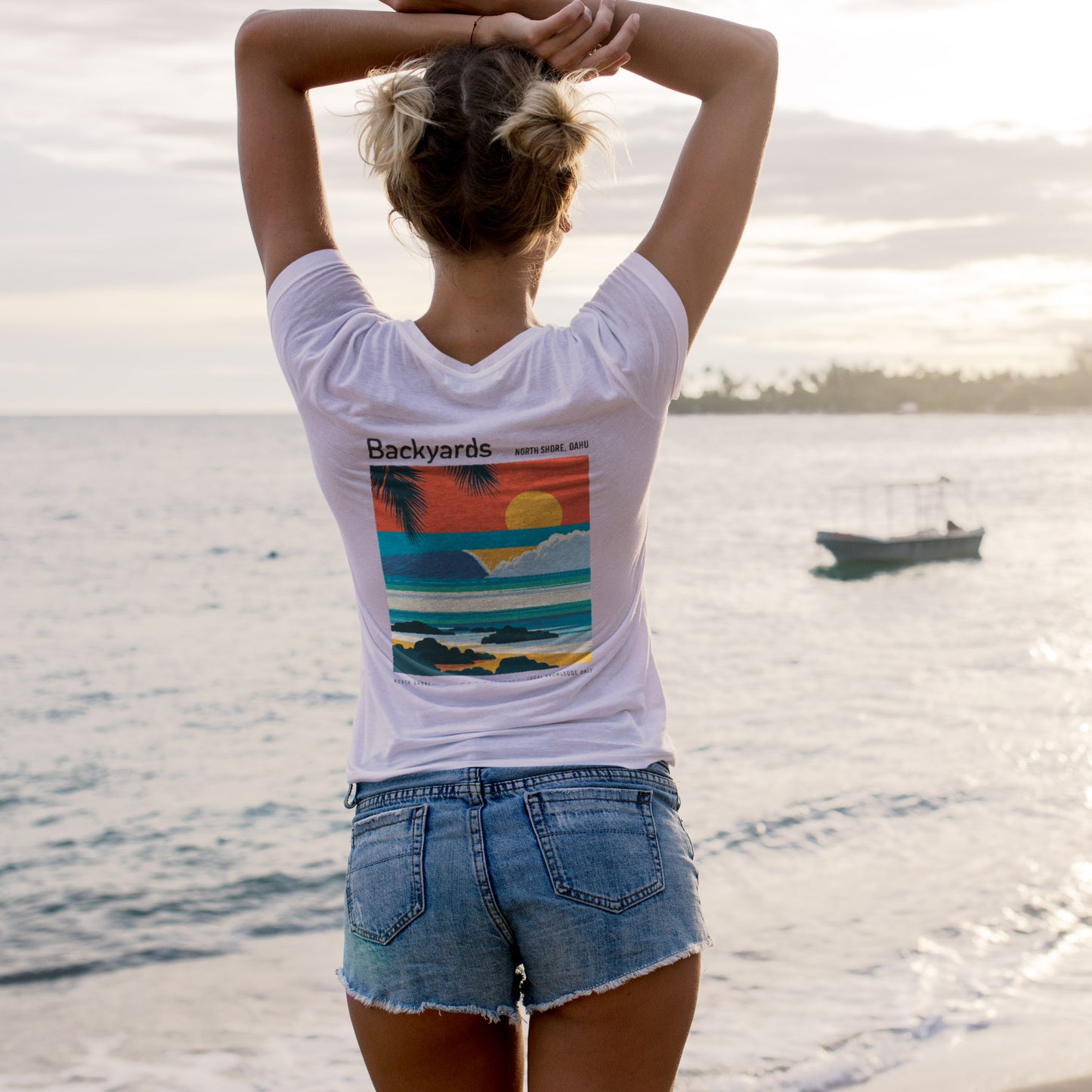 Backyards Surf T-Shirt | Hawaiian North Shore Wave Tee — design printed on the back of the t-shirt