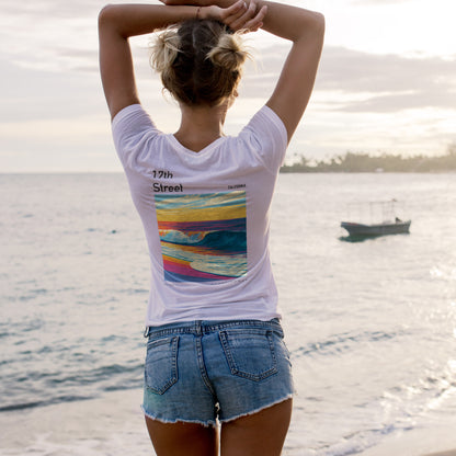 17th Street Surf T-Shirt | Coastal Wave Art Tee — design printed on the back of the t-shirt