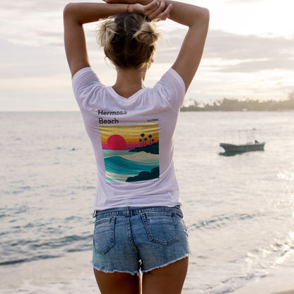 Hermosa Beach Surf T-Shirt | Sun, Sand & South Bay Swells — design printed on the back of the t-shirt