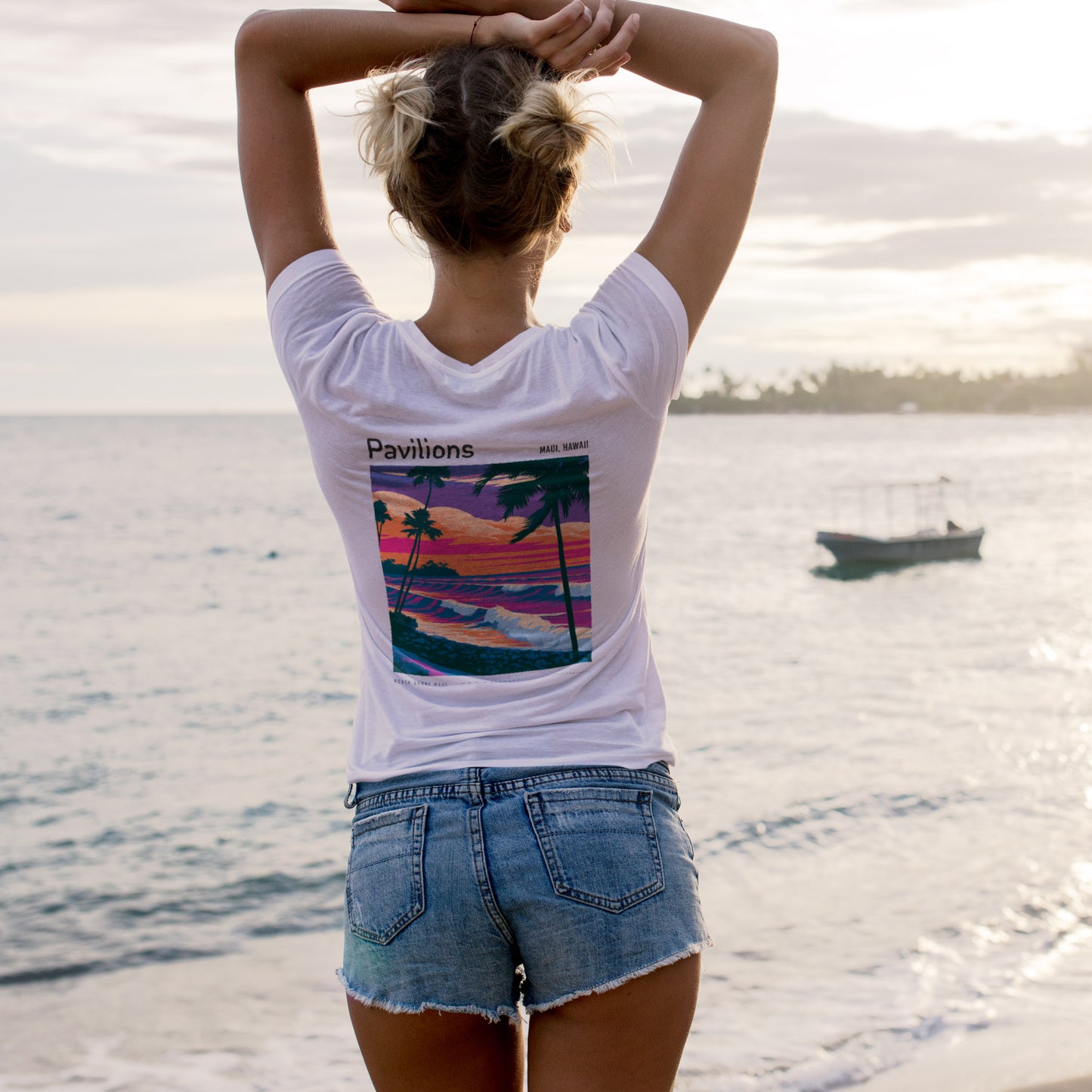 Pavilions Surf T-Shirt | Hawaii Wave Art Tee — design printed on the back of the t-shirt