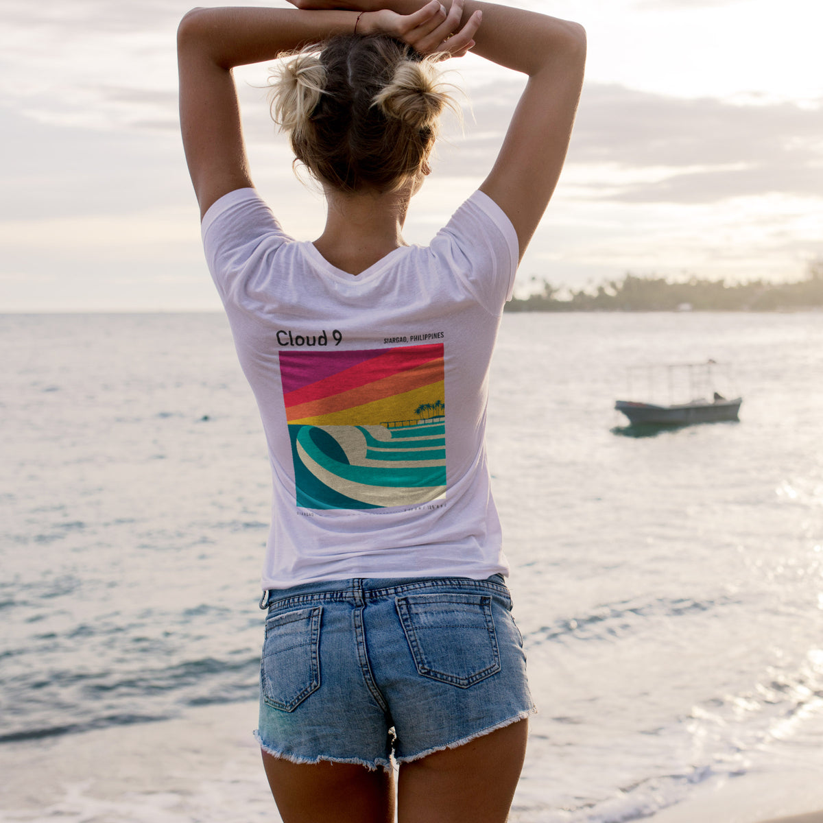 Cloud 9, Siargao Surf T-Shirt | Hollow Barrels Over Reef — design printed on the back of the t-shirt