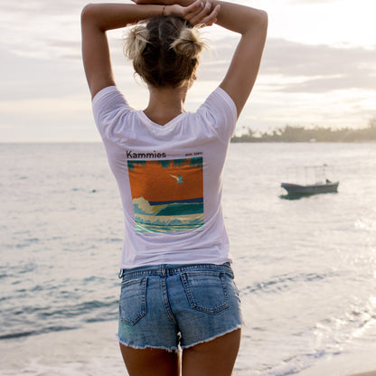 Kammies Surf T-Shirt | Hawaii Wave Art Tee — design printed on the back of the t-shirt