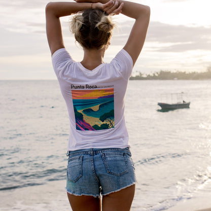 Punta Roca Surf T-Shirt | El Salvador Wave Art Tee — design printed on the back of the t-shirt